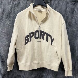 Bo + Tee Quarter Zip Sweatshirt in Bone size S/M